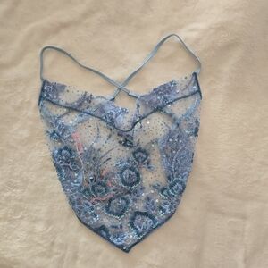 Beautiful Blue Sequins Ms Slinky Cami with floral lace from Dyspnea